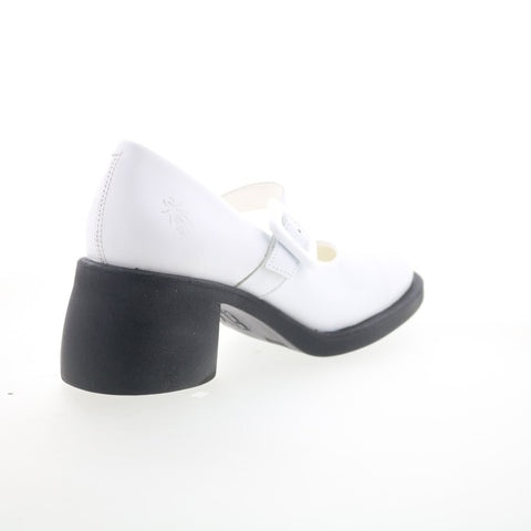 Fly London Huvi HUVI044FLY-004 Womens White Leather Mary Jane Flats Shoes