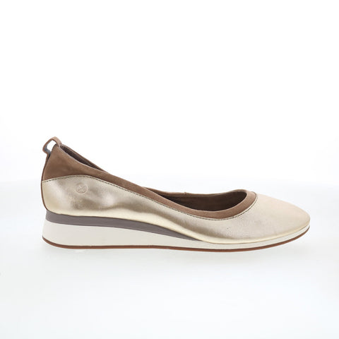 Hush Puppies Oceana Evaro HW05863-133 Womens Gold Leather Ballet Flats Shoes