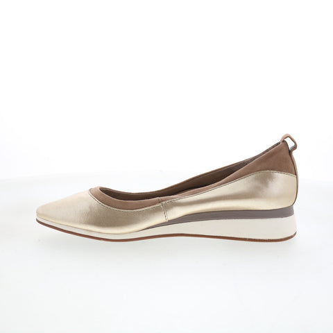 Hush Puppies Oceana Evaro HW05863-133 Womens Gold Leather Ballet Flats Shoes