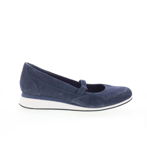 Hush Puppies Ohanna Evaro HW05864-410 Womens Blue Suede Mary Jane Flats Shoes