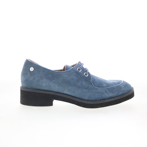 Hush Puppies Cirneco Oxford HW06373-406 Womens Blue Suede Oxford Flats Shoes