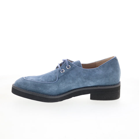 Hush Puppies Cirneco Oxford HW06373-406 Womens Blue Suede Oxford Flats Shoes