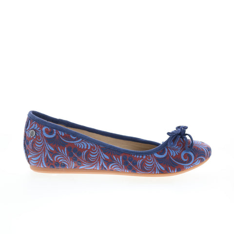 Hush Puppies Heather Bow Ballet Flat Womens Blue Canvas Ballet Flats Shoes