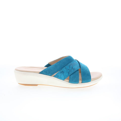 Hush Puppies Lyricale Slide HW06402-318 Womens Blue Suede Slides Sandals Shoes