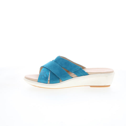 Hush Puppies Lyricale Slide HW06402-318 Womens Blue Suede Slides Sandals Shoes