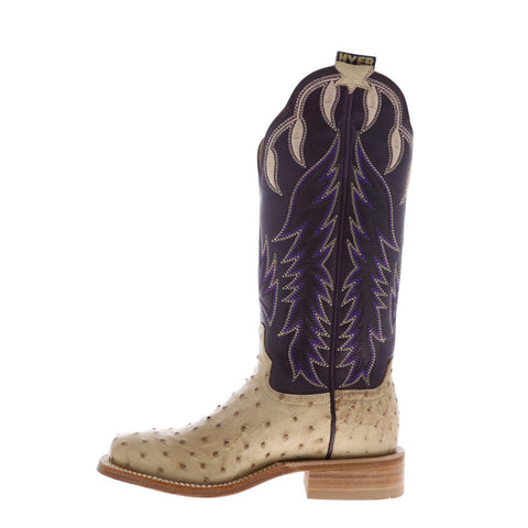 Hyer Harper 13" HW41007 Womens Brown Ostrich Leather Western Cowboy Boots