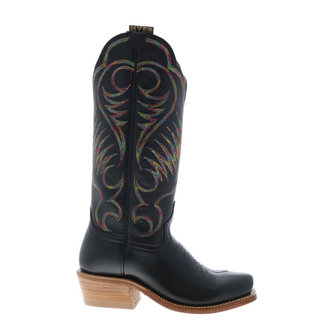 Hyer Leawood 13" HW42007 Womens Black Leather Slip On Western Cowboy Boots