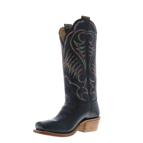 Hyer Leawood 13" HW42007 Womens Black Leather Slip On Western Cowboy Boots