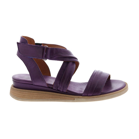 Miz Mooz Corneilius Womens Purple Leather Wedges Sandals Shoes