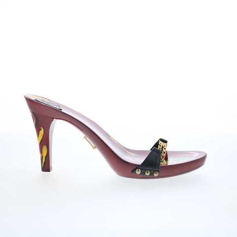 Ice Berg Prezzo ICE BERG 5 Womens Burgundy Leather Slip On Mules Heels Shoes