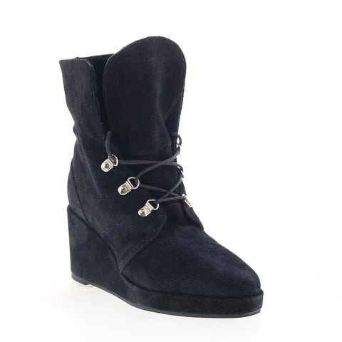 Aquatalia Idana L479001 Womens Black Suede Lace Up Ankle & Booties Boots