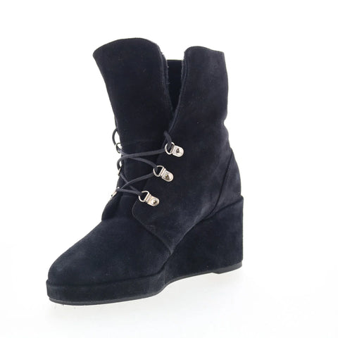 Aquatalia Idana L479001 Womens Black Suede Lace Up Ankle & Booties Boots