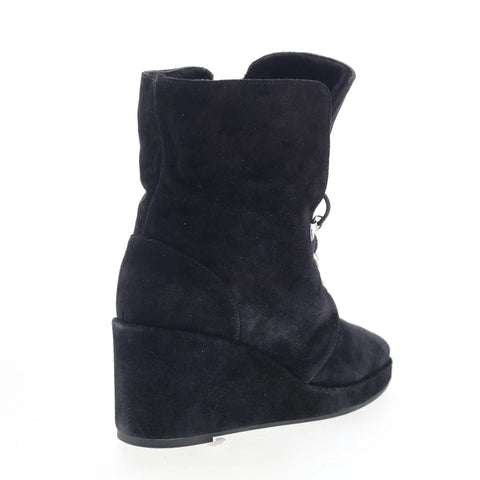 Aquatalia Idana L479001 Womens Black Suede Lace Up Ankle & Booties Boots