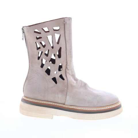 A.S. 98 Idelco Womens Beige Leather Zipper Casual Dress Boots