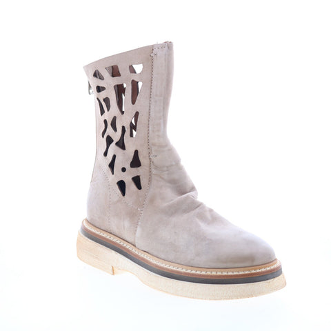 A.S. 98 Idelco Womens Beige Leather Zipper Casual Dress Boots