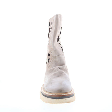 A.S. 98 Idelco Womens Beige Leather Zipper Casual Dress Boots