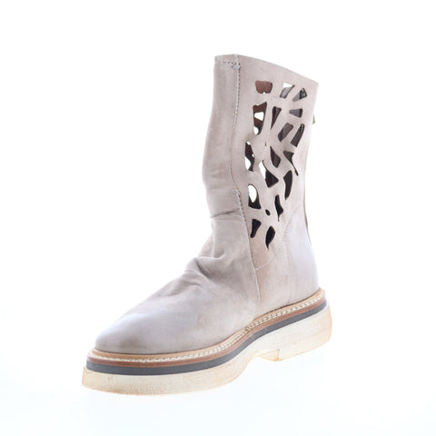 A.S. 98 Idelco Womens Beige Leather Zipper Casual Dress Boots