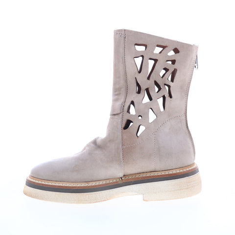 A.S. 98 Idelco Womens Beige Leather Zipper Casual Dress Boots