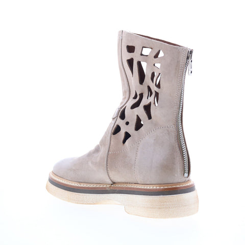 A.S. 98 Idelco Womens Beige Leather Zipper Casual Dress Boots