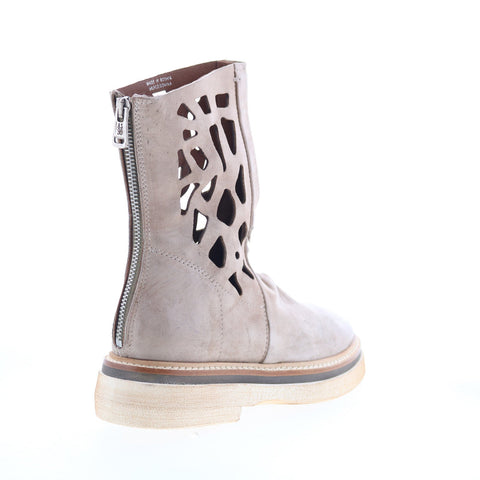A.S. 98 Idelco Womens Beige Leather Zipper Casual Dress Boots
