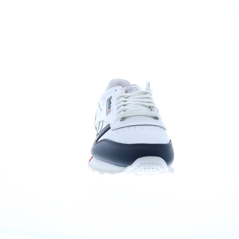 Reebok Classic Leather Mens White Leather Lace Up Lifestyle Sneakers Shoes