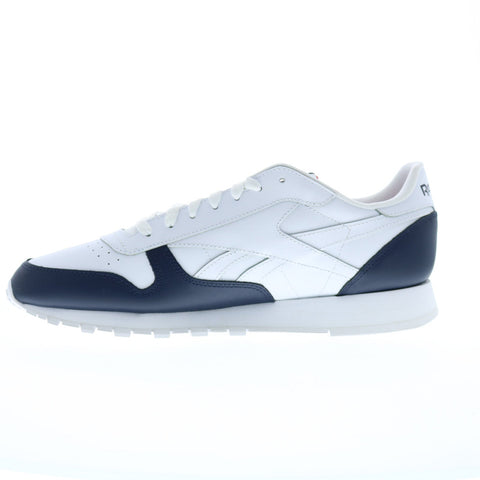 Reebok Classic Leather Mens White Leather Lace Up Lifestyle Sneakers Shoes