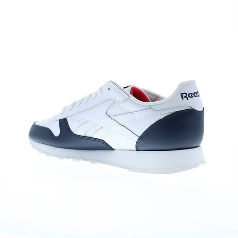 Reebok Classic Leather Mens White Leather Lace Up Lifestyle Sneakers Shoes