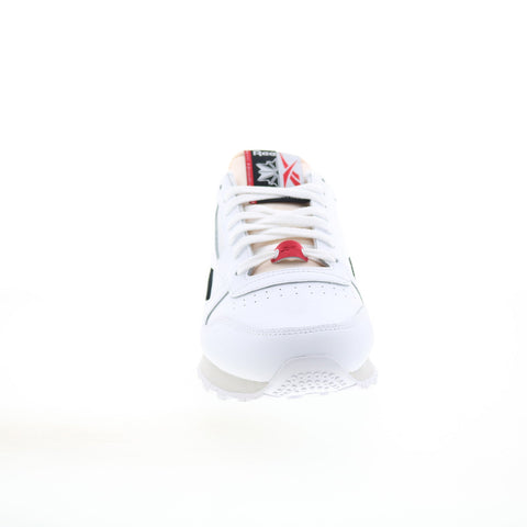 Reebok Classic Leather Mens White Leather Lace Up Lifestyle Sneakers Shoes