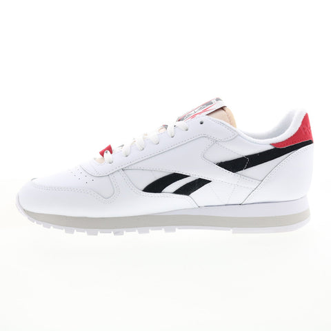 Reebok Classic Leather Mens White Leather Lace Up Lifestyle Sneakers Shoes