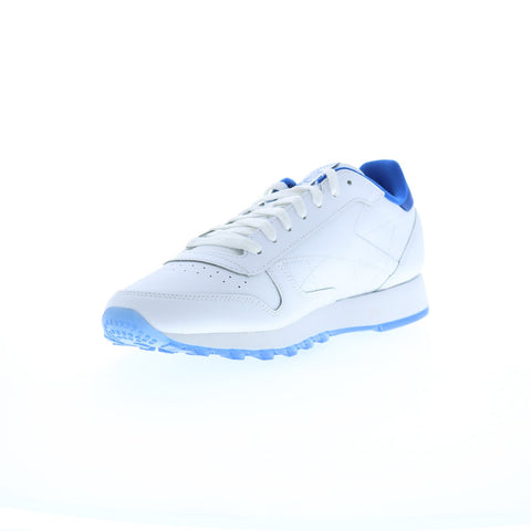 Reebok Classic Leather Mens White Leather Lace Up Lifestyle Sneakers Shoes