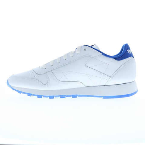 Reebok Classic Leather Mens White Leather Lace Up Lifestyle Sneakers Shoes