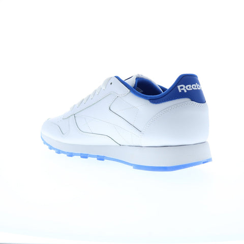 Reebok Classic Leather Mens White Leather Lace Up Lifestyle Sneakers Shoes