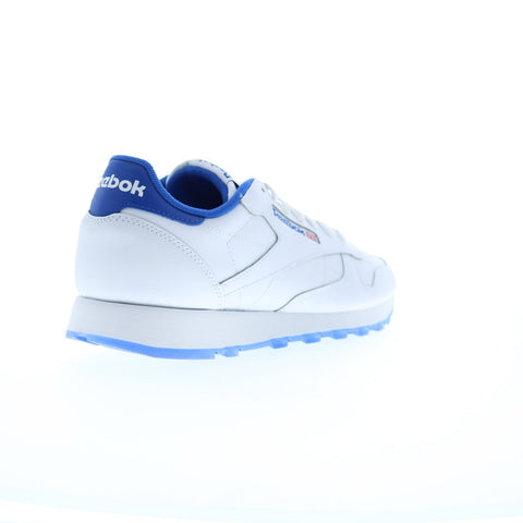 Reebok Classic Leather Mens White Leather Lace Up Lifestyle Sneakers Shoes