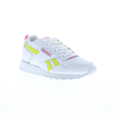 Reebok Glide Womens White Leather Lace Up Lifestyle Sneakers Shoes