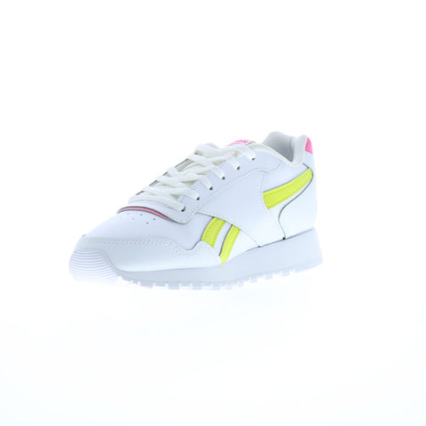 Reebok Glide Womens White Leather Lace Up Lifestyle Sneakers Shoes