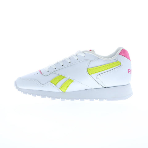Reebok Glide Womens White Leather Lace Up Lifestyle Sneakers Shoes