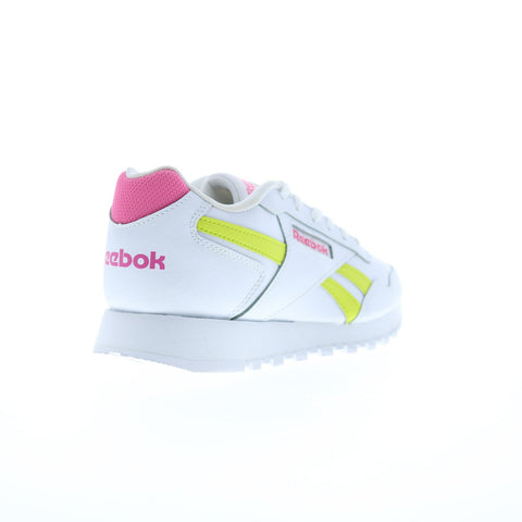Reebok Glide Womens White Leather Lace Up Lifestyle Sneakers Shoes