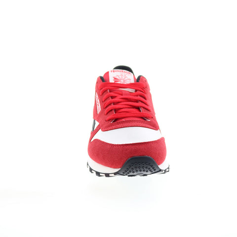 Reebok Classic Leather Mens Red Suede Lace Up Lifestyle Sneakers Shoes