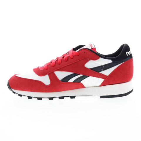 Reebok Classic Leather Mens Red Suede Lace Up Lifestyle Sneakers Shoes