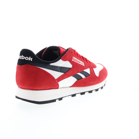 Reebok Classic Leather Mens Red Suede Lace Up Lifestyle Sneakers Shoes