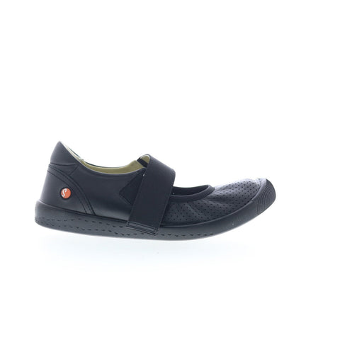 Softinos Iglu IGLU720SOF-010 Womens Black Leather Mary Jane Flats Shoes
