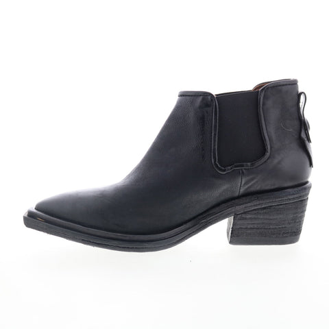 A.S. 98 Ilene Womens Black Leather Slip On Ankle & Booties Boots