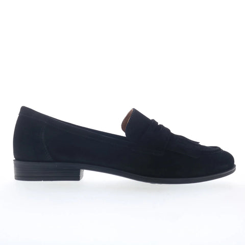 Miz Mooz Ilona Womens Black Suede Slip On Loafer Flats Shoes