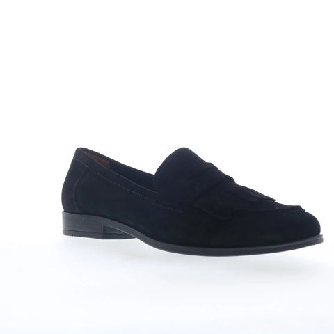 Miz Mooz Ilona Womens Black Suede Slip On Loafer Flats Shoes