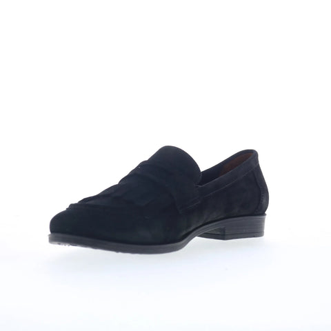 Miz Mooz Ilona Womens Black Suede Slip On Loafer Flats Shoes