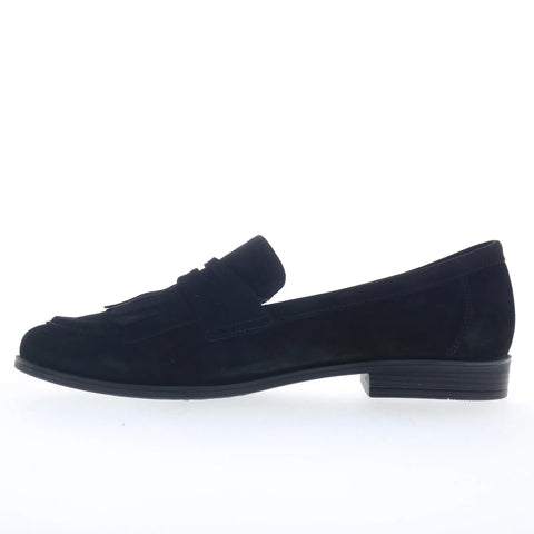 Miz Mooz Ilona Womens Black Suede Slip On Loafer Flats Shoes