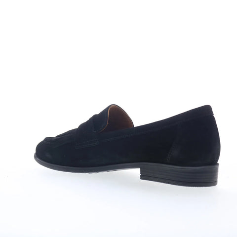 Miz Mooz Ilona Womens Black Suede Slip On Loafer Flats Shoes