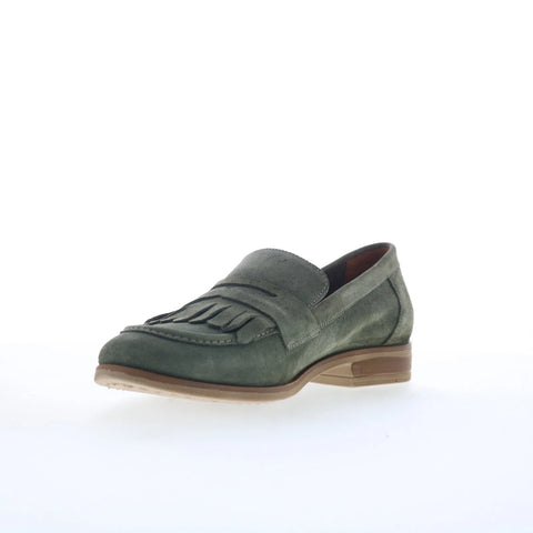 Miz Mooz Ilona Womens Green Suede Slip On Loafer Flats Shoes