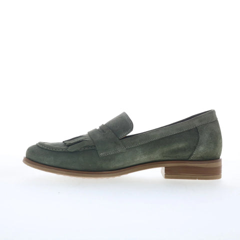 Miz Mooz Ilona Womens Green Suede Slip On Loafer Flats Shoes