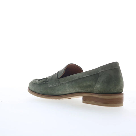 Miz Mooz Ilona Womens Green Suede Slip On Loafer Flats Shoes
